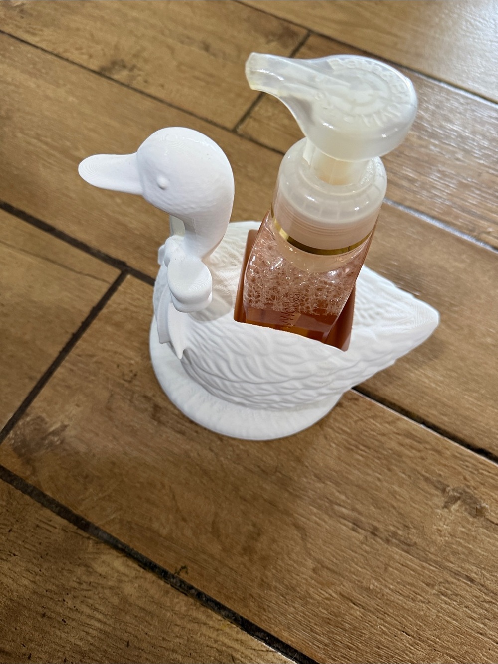 White Ceramic Duck Soap dispenser Holder -